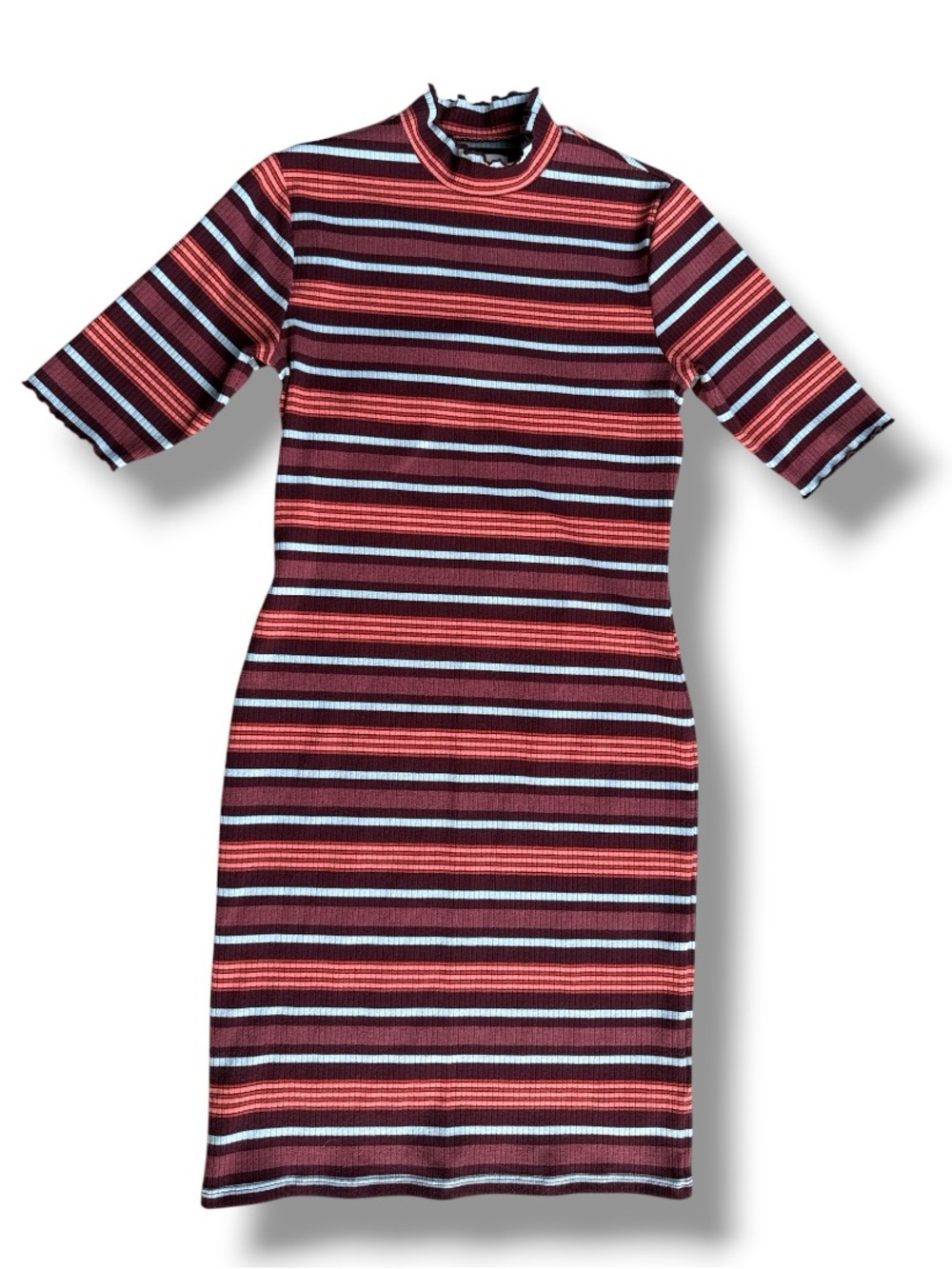 Urban Outfitters Short Sleeve Striped Ribbed Knit Bodycon Dress Size Medium - Picture 2 of 10